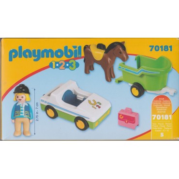 PLAYMOBIL 1.2.3. 70181  AUTO CON TRASPORTO CAVALLI