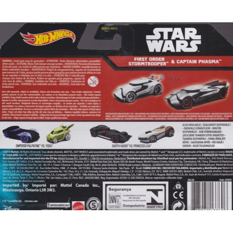 HOT WHEELS - STAR WARS  CHARACTER CARS  FIRST ORDER STORMTROOPER - CAPTAIN PHASMA 2 vehicles set 