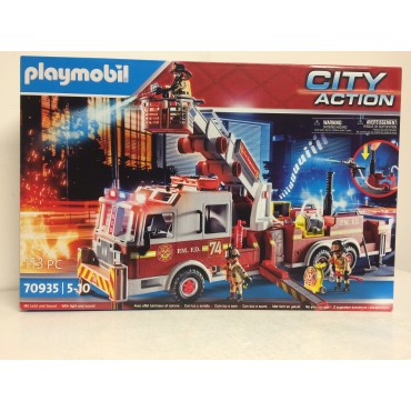 PLAYMOBIL CITY ACTION 70935 FIRE ENGINE WITH TOWER LADDER &  WORKING WATER PUMP