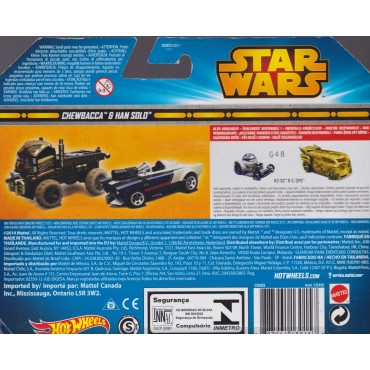 HOT WHEELS - STAR WARS  CHARACTER CAR CHEWBACCA HAN SOLO  2 vehicles set