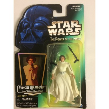 STAR WARS ACTION FIGURE  3.75 " - 9 cm PRINCESS LEIA ORGANA WITH LASER PISTOL AND ASSAULT RIFLE Hasbro 69579 green package