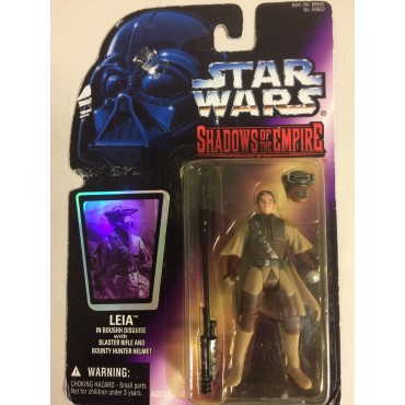 LEIA IN BOUSHH DISGUISE WITH BLASTER RIFLE AND BOUNTY HUNTER HELMET   Hasbro 69602      SHADOWS OF EMPIRE serie 