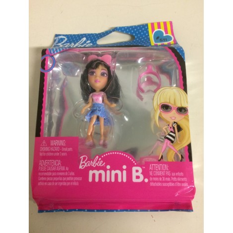 BARBIE MINI B FASHION RING SERIE PACKAGE  n°  511   MATTEL  T 5770  BLACK AIR WITH LIGHT PINK SHIRT - BLUE & PINK  SKIRT