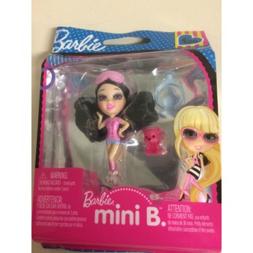 BARBIE MINI B FASHION RING SERIE PACKAGE  n°  500   MATTEL  T 5765  BLACK AIR WITH PINK SHIRT - BLUE SKIRT