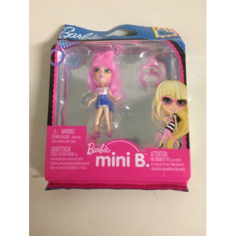 BARBIE MINI B FASHION RING SERIE PACKAGE  n°  509  MATTEL  T 5768  PINK AIR WITH WHITE SHIRT - BLUE SKIRT