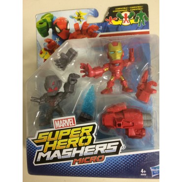 MARVEL SHUPER HERO MASHERS MICRO IRON MAN vs ULTRON 2 figures pack B6690