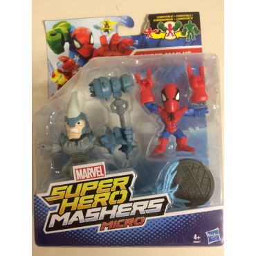 MARVEL SUPER HERO MASHERS MICRO SPIDER MAN VS MARVEL'S RHINO 2 figures pack B6687