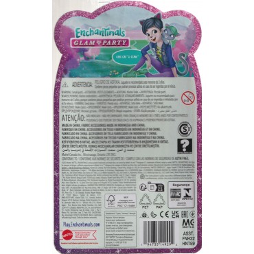 ENCHANTIMALS DOLL  COLE CAT & CLAW GLAM PARTY 18 cm HNT59