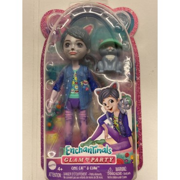 ENCHANTIMALS DOLL  COLE CAT & CLAW GLAM PARTY 18 cm HNT59