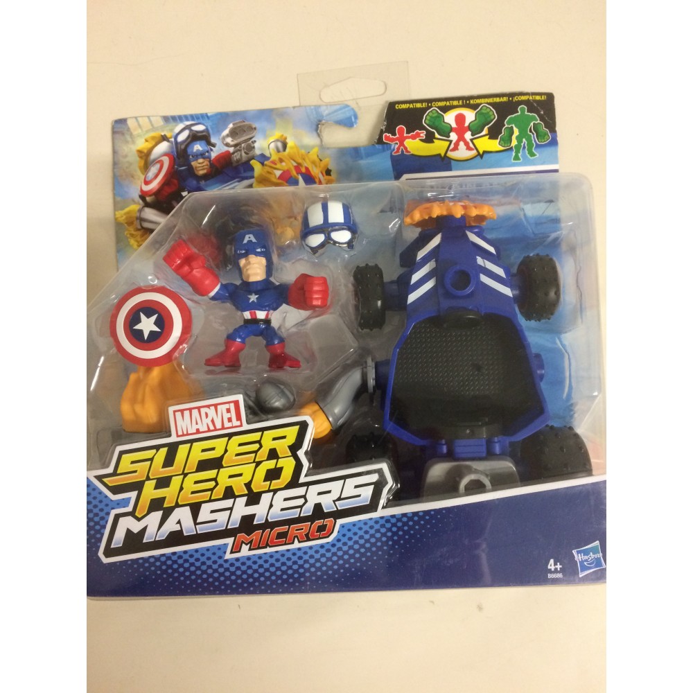 MARVEL SUPER HERO MASHERS MICRO CAPTAIN AMERICA RACER  figure + vehicle  pack B6686