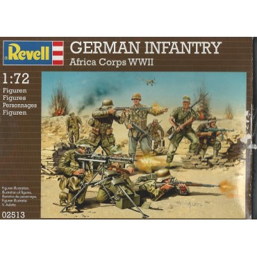 soldatini in plastica scala 1 : 72 REVELL 02513 GERMAN INFANTRY AFRICA CORPS WWII nuovo con scatola aperta