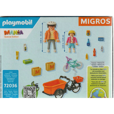 PLAYMOBIL MANIA MIGROS 72036 scatola danneggiata CLIENTI IN BICICLETTA SPECIAL EDITION COLLECTOR ITEM ISSUED FOR SWISS MARKET