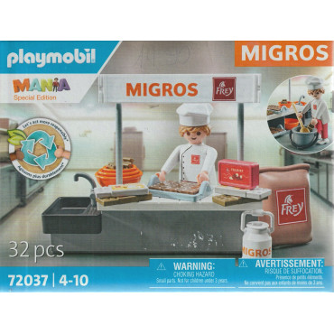 PLAYMOBIL MANIA MIGROS 72037 scatola danneggiata CHOCOLATERIE FREY SPECIAL EDITION COLLECTOR ITEM ISSUED FOR SWISS MARKET