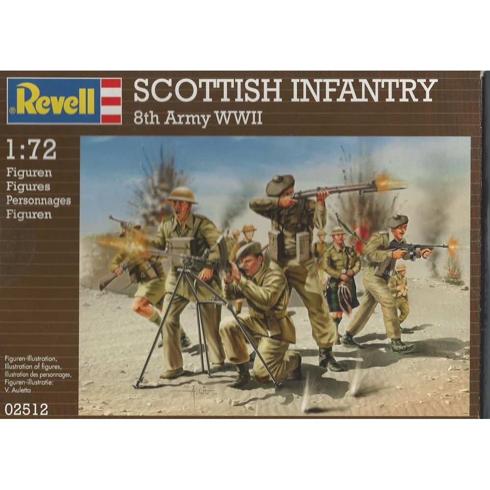 soldatini in plastica scala 1 : 72 REVELL 02512 SCOTTISH INFANTRY 8TH ARMY  WWII nuovo con scatola aperta