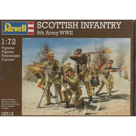 soldatini in plastica scala 1 : 72 REVELL 02512 SCOTTISH INFANTRY 8TH ARMY  WWII nuovo con scatola aperta