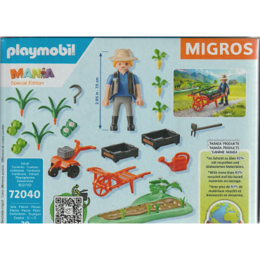 PLAYMOBIL MANIA MIGROS 72040 damaged box FARMER WITH VEGETABLES  SPECIAL EDITION COLLECTOR ITEM ISSUED FOR SWISS MARKET