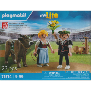 RARE LIMITED EDITION PLAYMOBIL MY LIFE ASSOCIATION FEDERALE DE LUTTE SUISSE 71574 LOTTA SVIZZERA - VINCITORE CON MUCCA