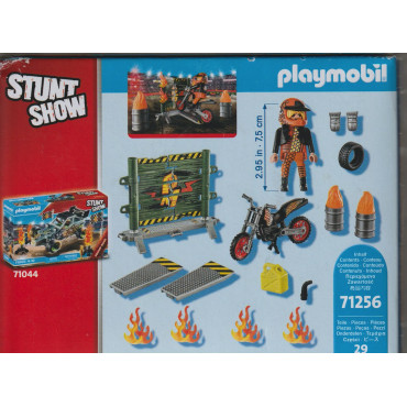 PLAYMOBIL STUNT SHOW 71256 STARTER PACK - BIKER WITH FIRE WALL