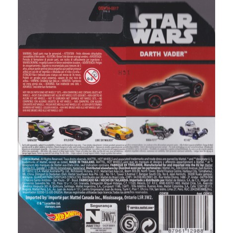 HOT WHEELS - STAR WARS  CHARACTER CAR DARTH VADER single vehicle package CGW36-0517