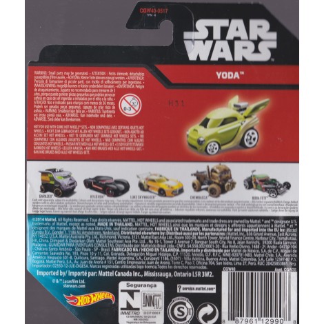 HOT WHEELS - STAR WARS  CHARACTER CAR YODA single vehicle package CGW40-0517