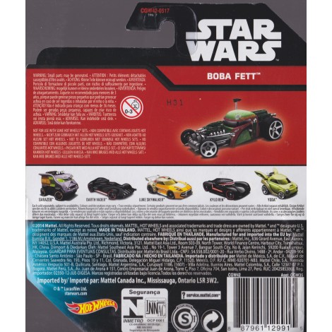 HOT WHEELS - STAR WARS  CHARACTER CAR BOBA FETT single vehicle package CGW42-0517