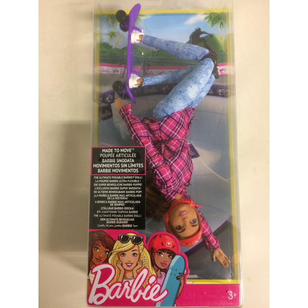 BARBIE MADE TO MOVE SKATEBOARDER mattel  DVF 70