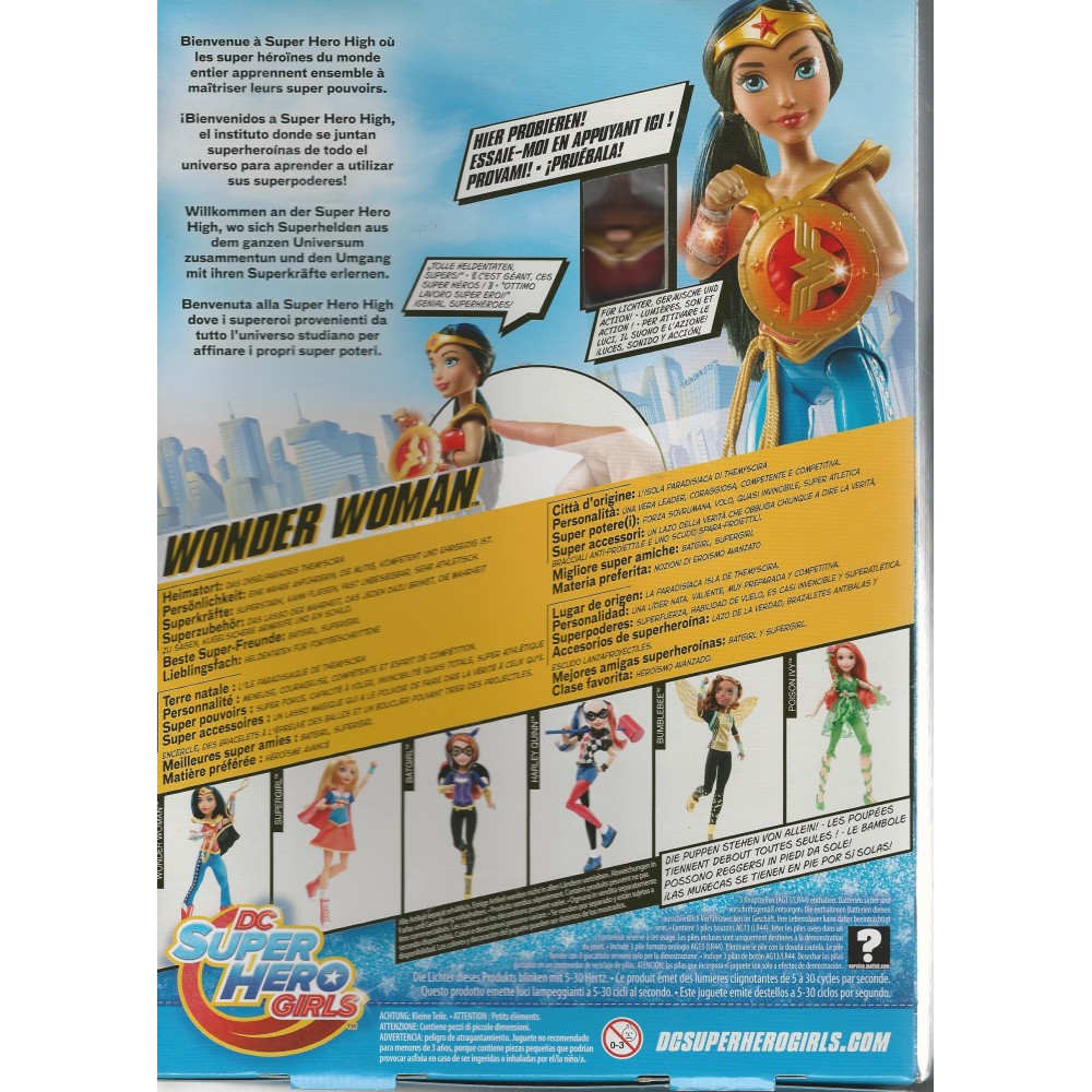 DC Super Hero Girls Mattel DTR13 Wonder Woman Disney Muñeca Color Rojo/Azul 