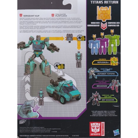 TRANSFORMERS ACTION FIGURE 5.5 " - 15 cm FLINTLOCK & SERGEANT KUP Hasbro C1091 GENERATIONS - TITANS RETURNS DELUXE CLASS