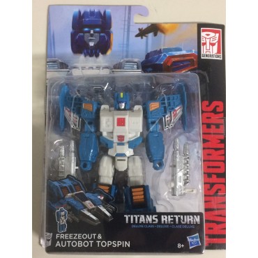 TRANSFORMERS ACTION FIGURE 5.5 " - 15 cm FREEZEOUT & AUTOBOT TOPSPIN  Hasbro C1093 GENERATIONS - TITANS RETURNS DELUXE CLASS