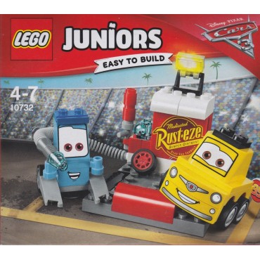 LEGO JUNIORS EASY TO BUILD CARS 3 10732 open box  GUIDO E LUIGI  PIT'S STOP