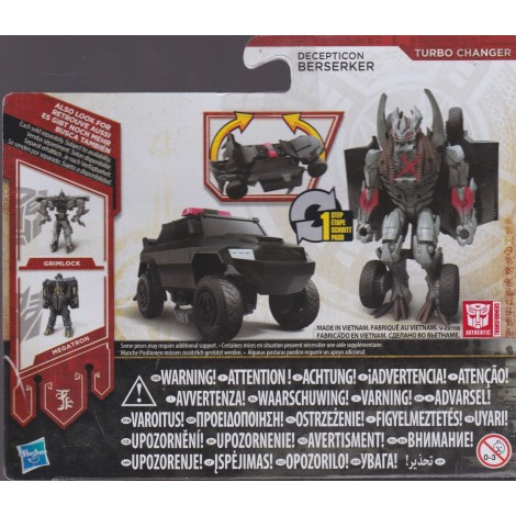 TRANSFORMERS ACTION FIGURE 3.75" - 9 cm THE LAST KNIGHT  DECEPTICON BERSERKER turbo changer Hasbro C2823