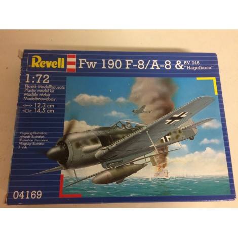 modellino in plastica REVELL 04169 FOCKE WULF FW 190 F-8 / A-8 BV 246 " HAGELKORN " scala 1: 72 nuovo in scatola  aperta