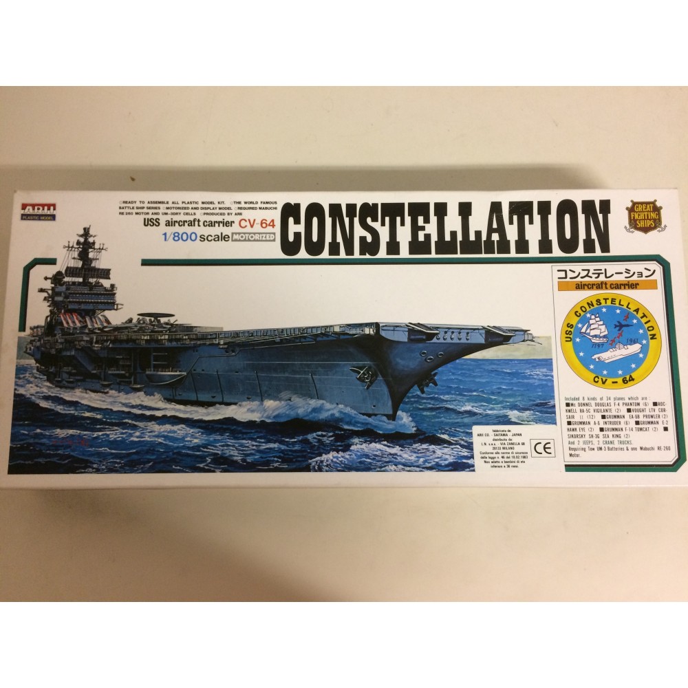 modellino in plastica ARII A117-1200 USS AIRCRAFT CARRIER CONSTELLATION scala 1: 800 nuovo in scatola danneggiata ed aperta