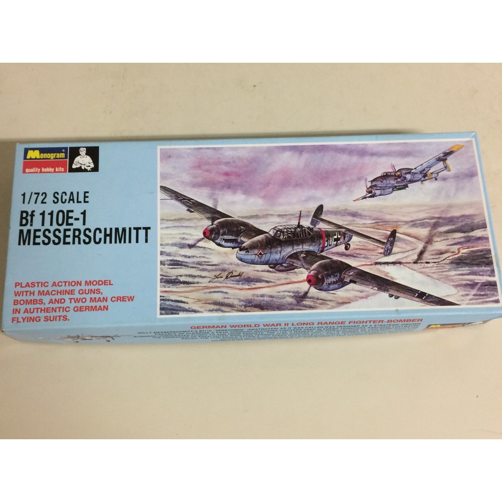 modellino in plastica MONOGRAM PA 162 MESSERSCHMITT BF 110 E-1 scala 1: 72 nuovo in scatola  aperta