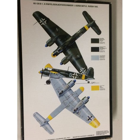 plastic model kit scale 1 : 72  ITALERI N°  N° 073 HENSCHEL HS 129 B-1 GERMAN GROUND ATTACK PLANE s new in open box