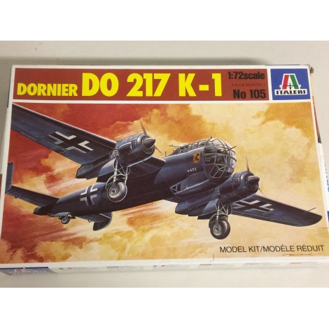 modellino in plastica ITALERI N° 105 DORNIER DO 217 K-1 scala 1: 72 nuovo in scatola  aperta