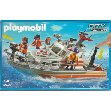 PLAYMOBIL CITY ACTION 5540 COAST GUARD RESCUE BOAT WITH WATER HOSE
