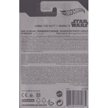 HOT WHEELS - STAR WARS  CHARACTER CAR JABBA THE HUTT / DEDRA II single vehicle package FKD62