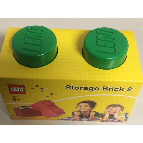 LEGO STORAGE BRICK 4002 2 KNOBS VERDE NEW STILL SEALED 125 x 250x 180 mm