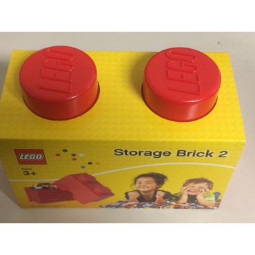 LEGO STORAGE BRICK 4002 2 KNOBS RED NEW STILL SEALED 125 x 125x 180 mm