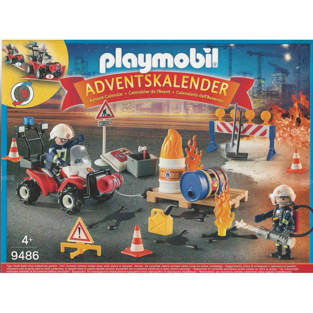 PLAYMOBIL CALENDARIO DELL'AVVENTO 9486 VIGILI DEL FUOCO IN AZIONE AL CANTIERE