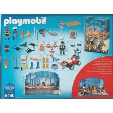 PLAYMOBIL CALENDARIO DELL'AVVENTO 9486 VIGILI DEL FUOCO IN AZIONE AL CANTIERE