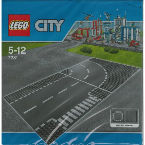 LEGO CITY 7281 T-JUNCTION & CURVED ROAD PLATES
