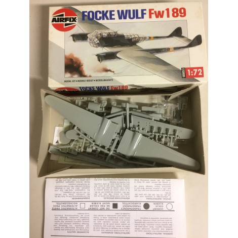 modellino in plastica AIRFIX 03053 FOCKE WULF FW 189 scala 1: 72 nuovo in scatola  aperta e danneggiata