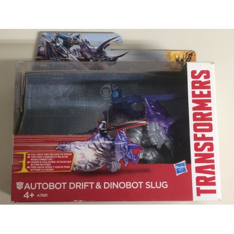 TRANSFORMERS DINO SPARKERS action figure AUTOBOT DRIFT & DINOBOT SLUG  age of extinction Hasbro A7681