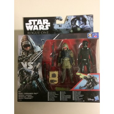 STAR WARS 3.75" - 9 cm ACTION FIGURE REBEL COMMANDO PAO vs IMPERIAL DEATH TROOPER double pack Hasbro  B7259