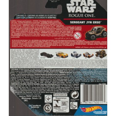 HOT WHEELS - STAR WARS  CHARACTER CAR SERGEANT JYN ERSO single vehicle package DXP27 - JA10