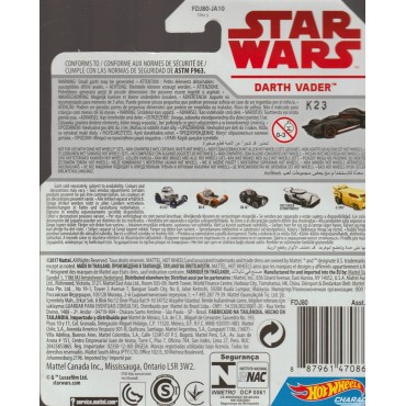 HOT WHEELS - STAR WARS  CHARACTER CAR DARTH VADER single vehicle package DXP38 - JA10