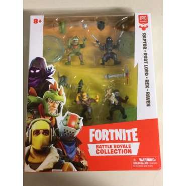 FORTNITE BATTLE ROYALE COLLECTION SQUAD BOX 4 ACTION FIGURES PACK  RAPTOR - RUST LORD - REX - RAVEN EPIC GAMES