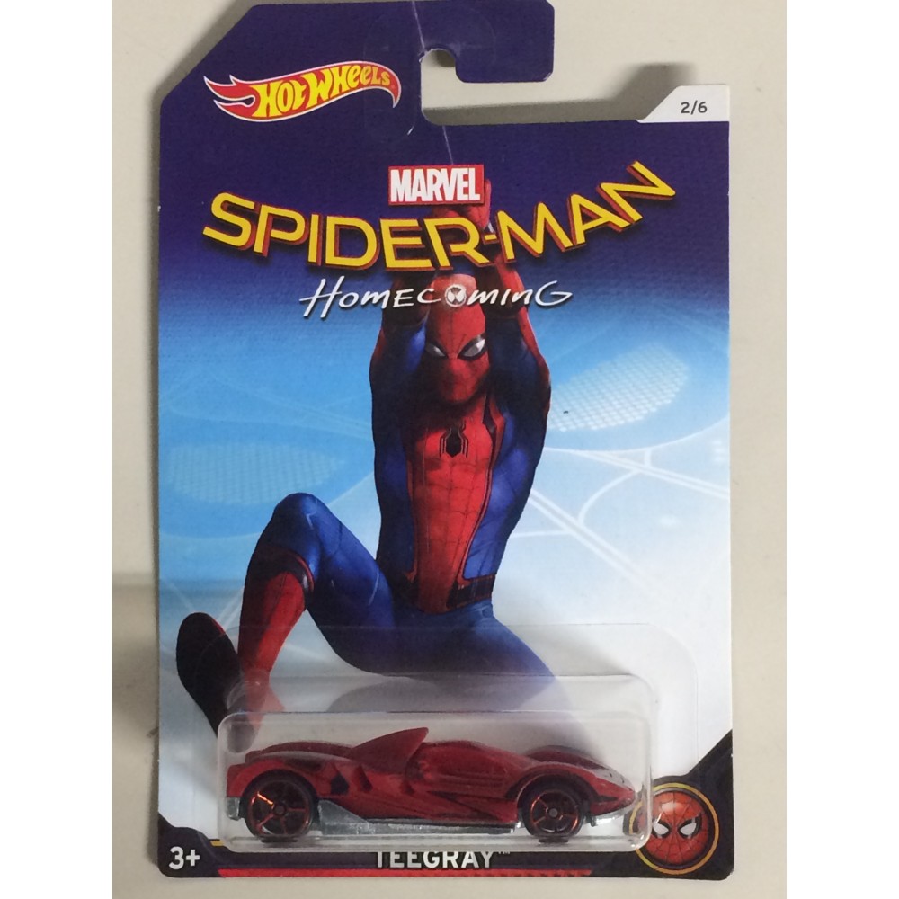 HOT WHEELS - MARVEL SUPERHERO CHARACTER CAR POWER RAGE spider man the homecoming single vehicle package  DWD17